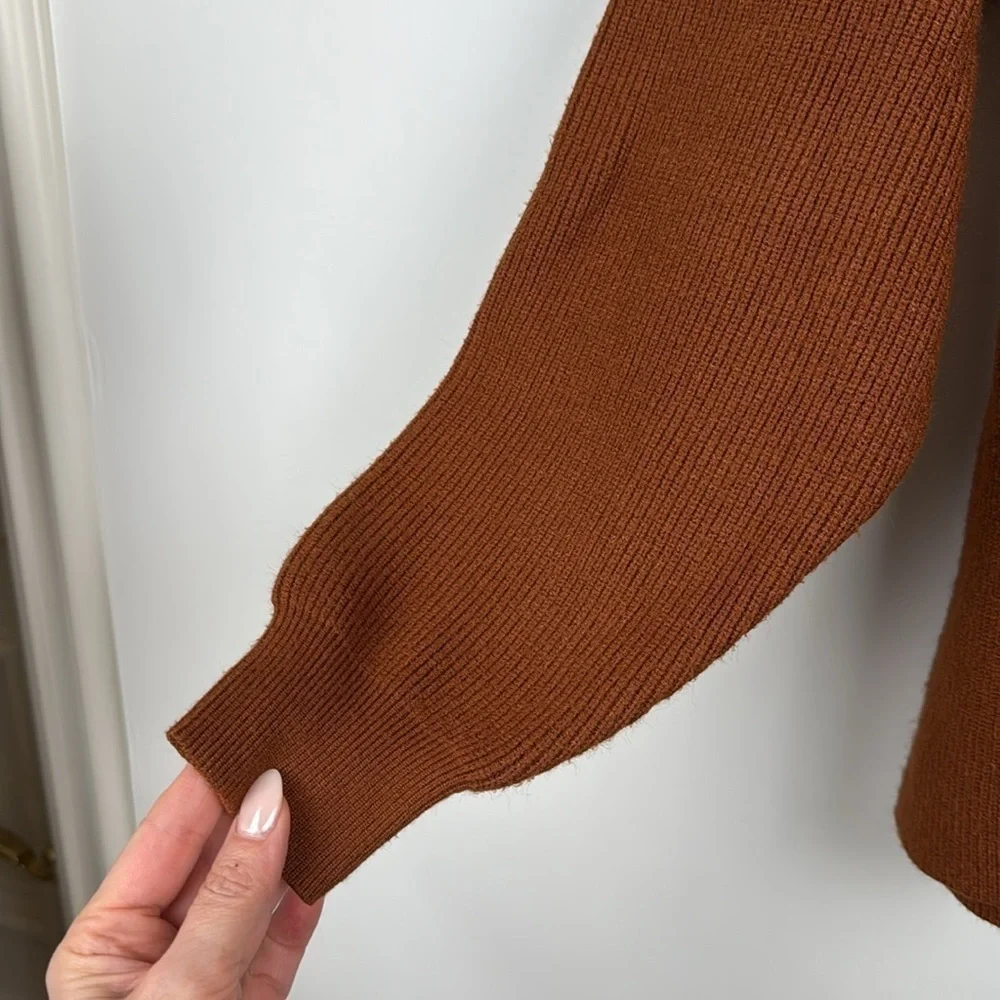 Free People Softly Structured Knit Tunic Turtleneck Sweater in Tobacco Size S